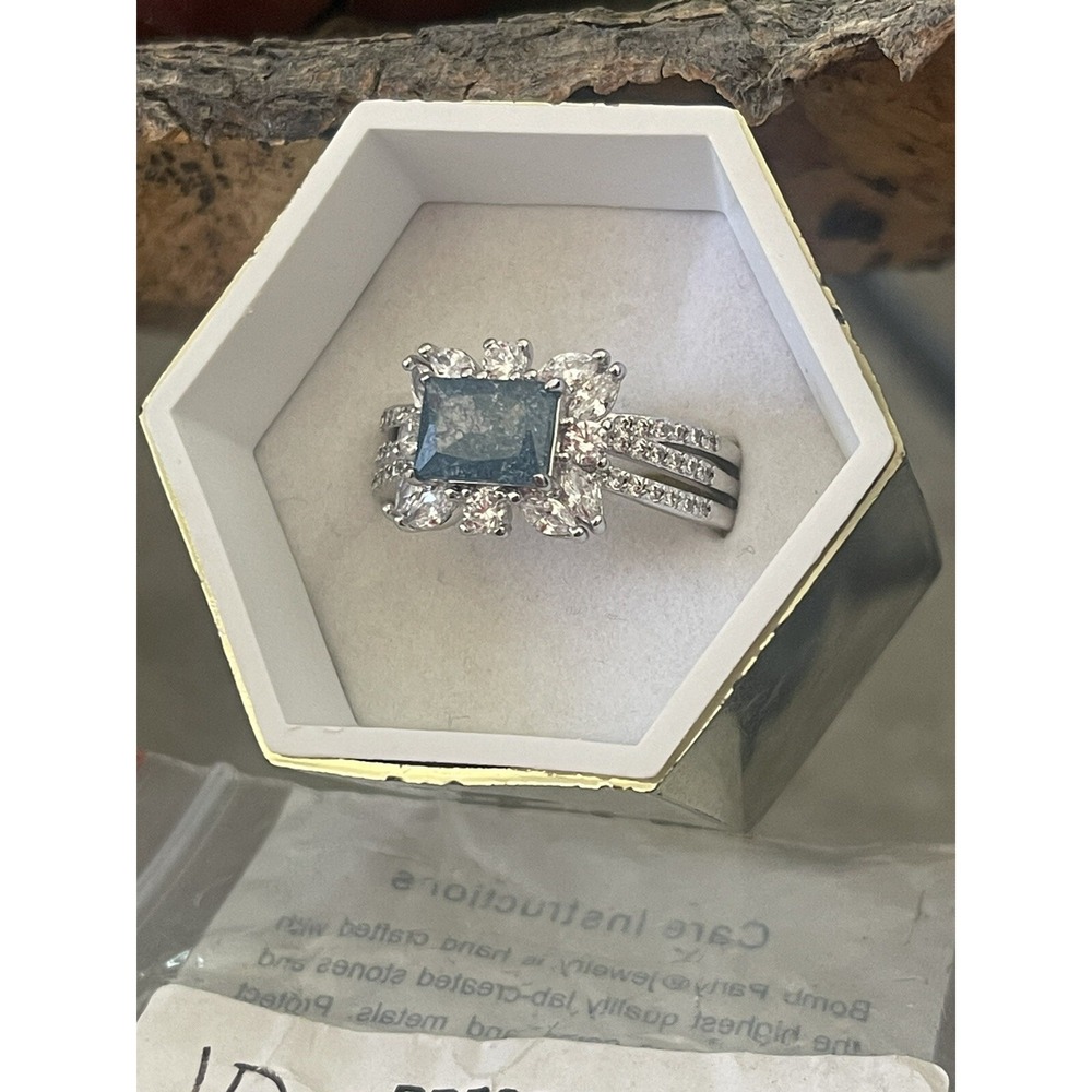 Bomb Party Ring Sz 10 RBP8241 Serenity Calling London Blue Sapphire Ice Crystal